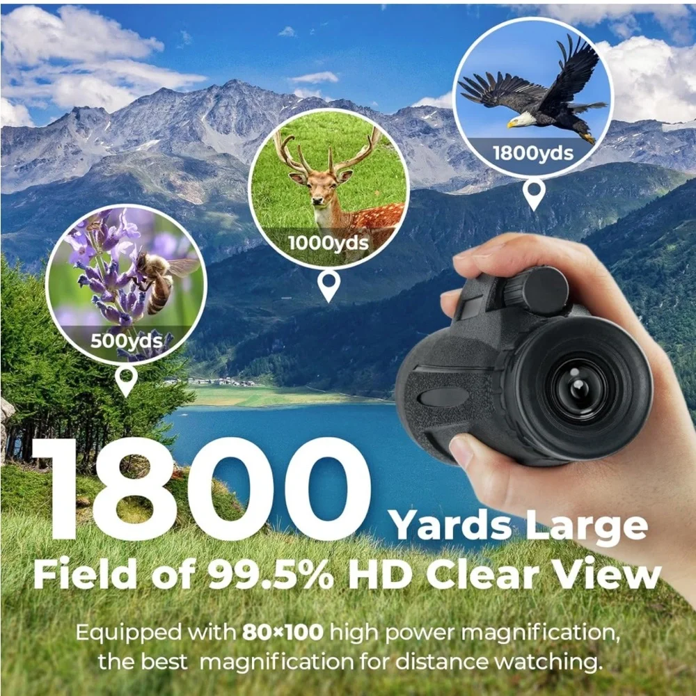 12x200 HD Monocular Telescope for Smartphone, Monocular High Powered